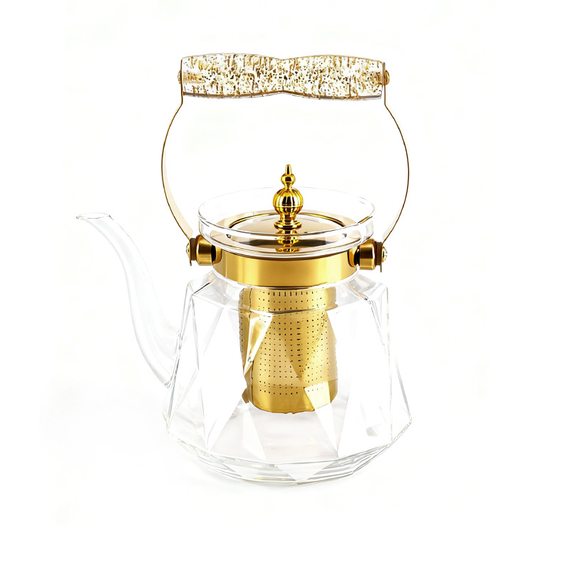 Teapot scagaire gloine ard borosilicate tí