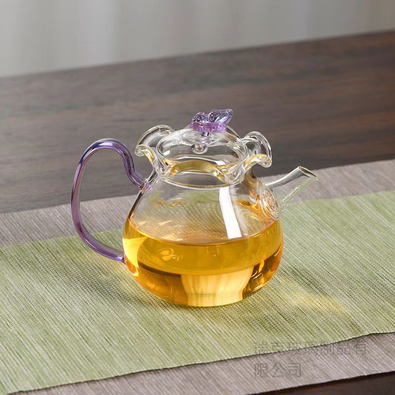 Teapot bláthanna féileacán gloine ard borosilicate nua
