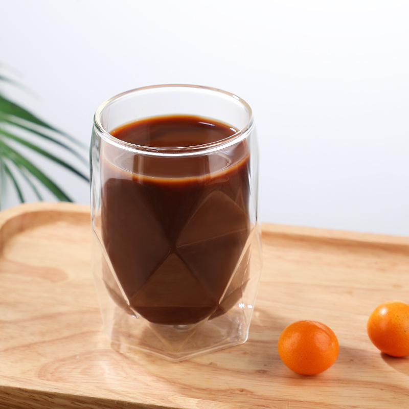 Cupán gloine inslithe balla dúbailte simplí teas-resistant